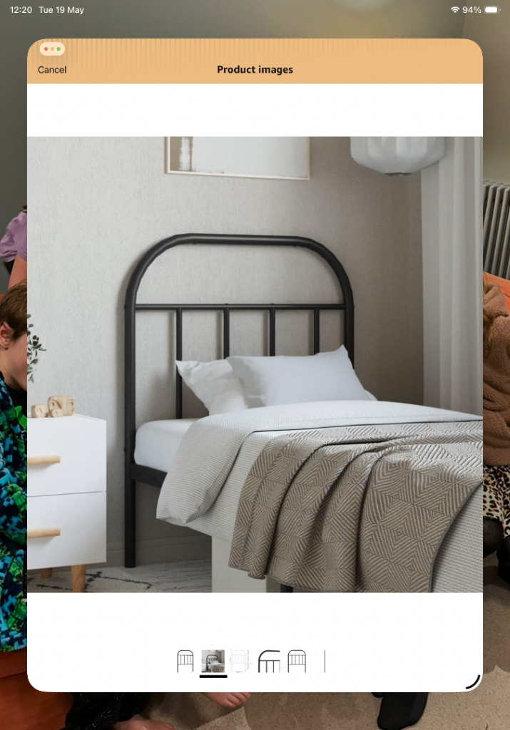 2 single black metal headboards