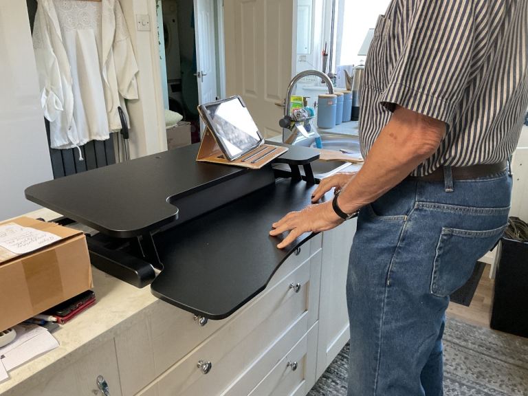 New Black Sit-Stand Desk Converter – Adjustable Height