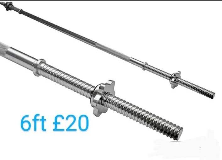 6ft Standard 1 inch Barbell bar with spinlock collars 