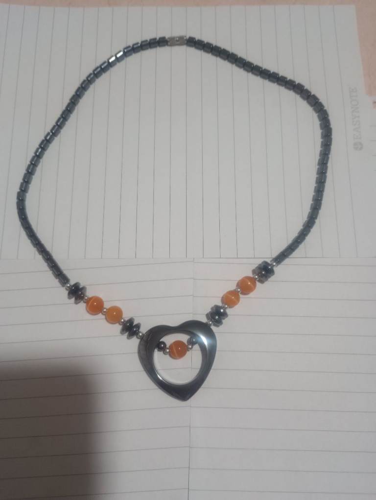 Hematite and tigers eye beaded necklace