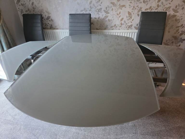 Smoke Grey ,Extendable glass dining Table