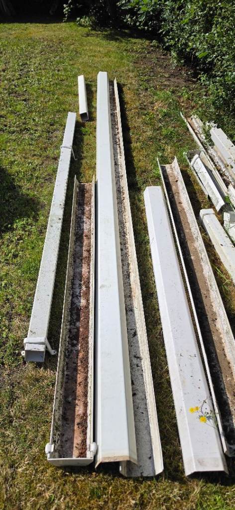 Floplast white square gutters and downpipe