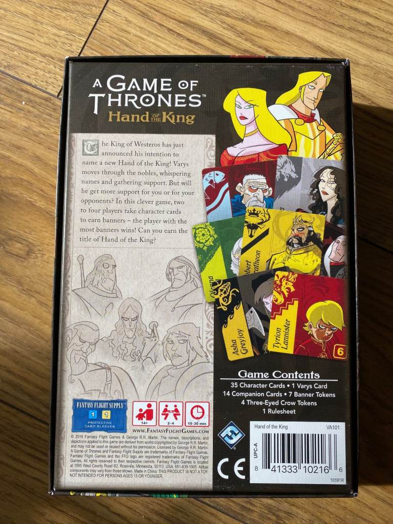 A GAME OF THRONES : HAND OF THE KING CARD GAME (2016), Fantasy Flight Games, OPENED NEVER PLAYED