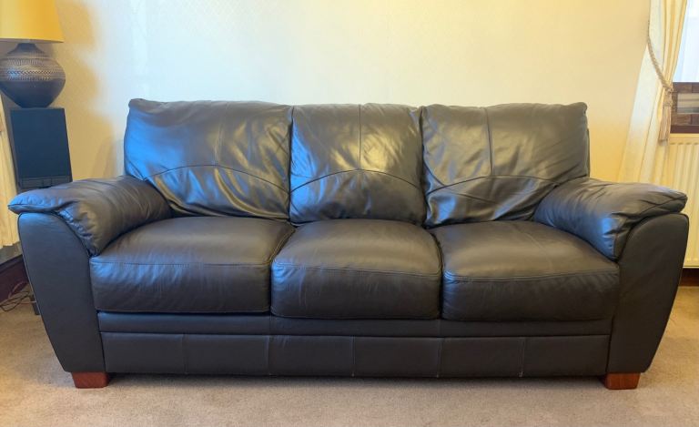 image for Leather 2 & 3 Seater sofa Sofas Settees Couches in Dark Brown 