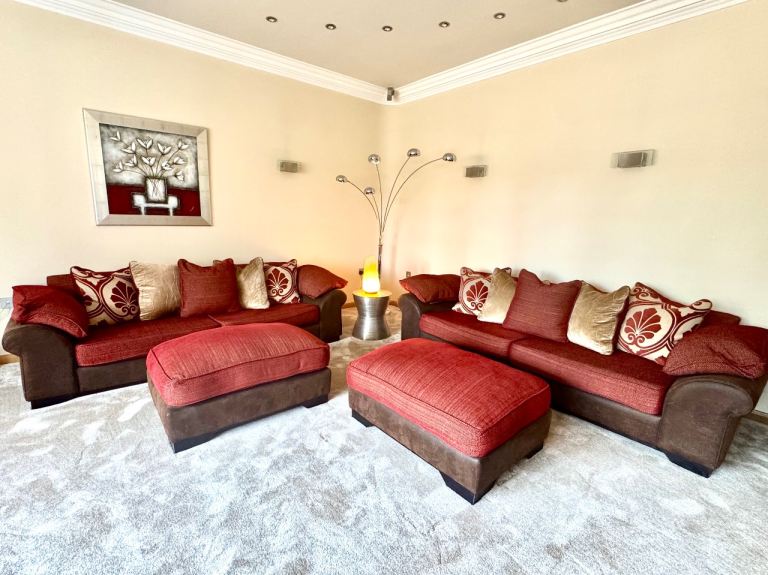 Luxury Red & Gold Sofa Set – Excellent Condition