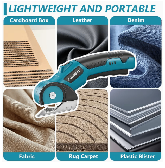JUSFIT Electric Rotary Cutter – New, Lightweight & Portable
