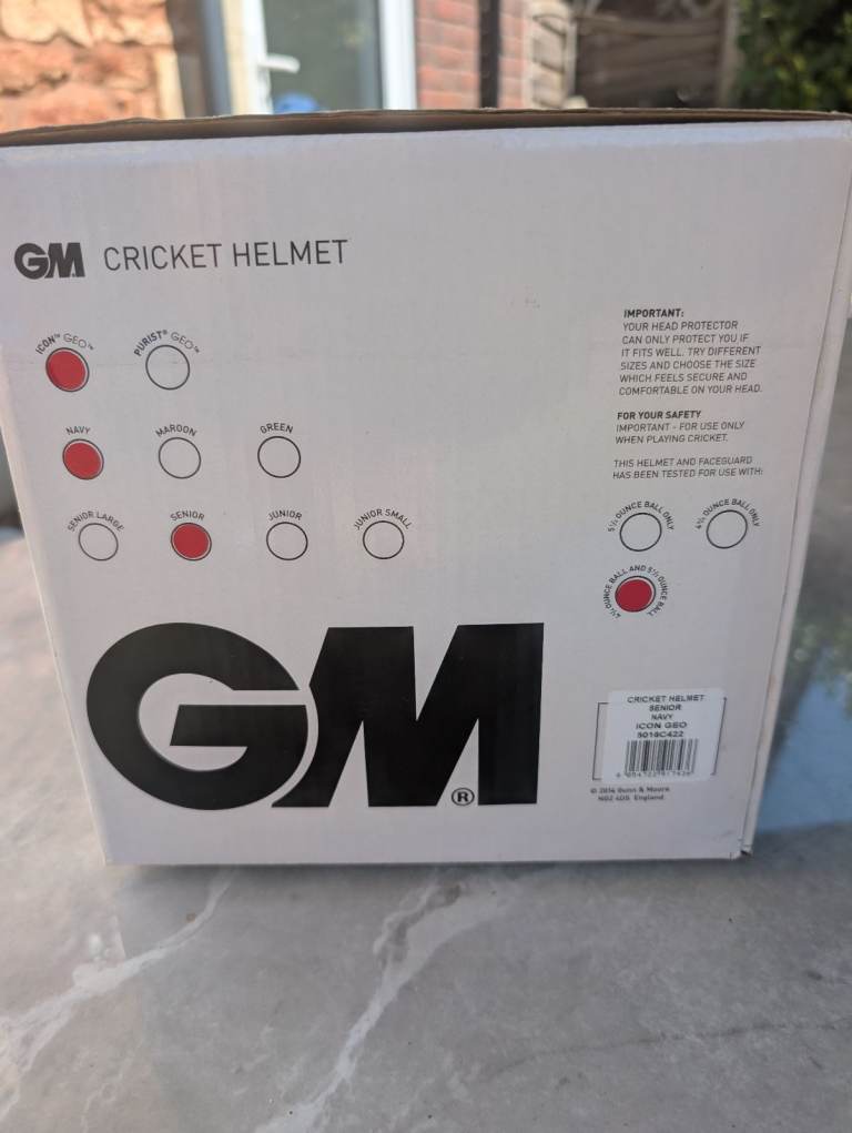 GM ICON GEO Cricket Helmet - Senior, New in Box, Navy 