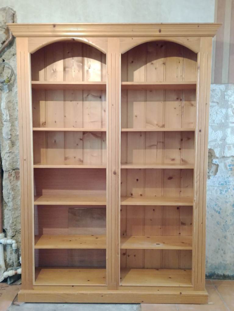 Large Wooden Bookcase with Arched Details