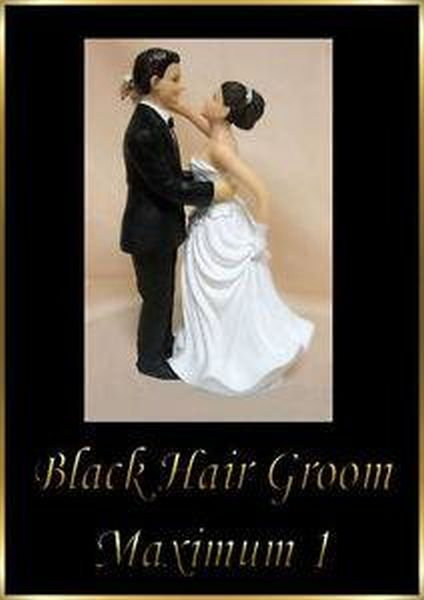 Black haired white groom wedding cake topper, brand new!