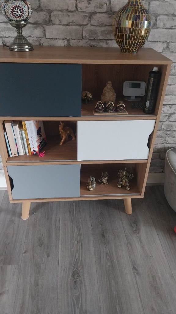 Modern Wooden Storage Unit / Bookshelf – Multicoloured Fronts