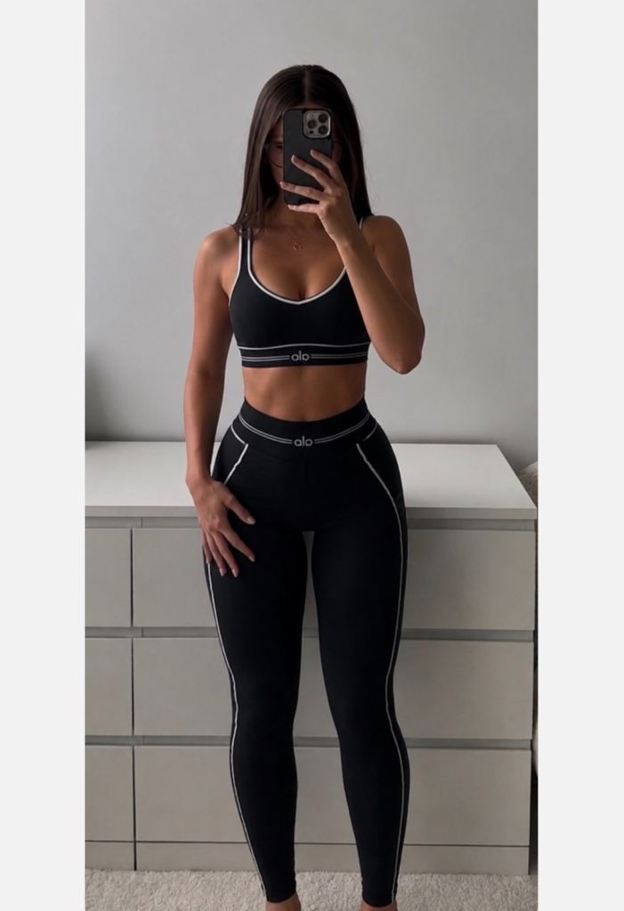 New Alo Yoga Black Activewear Set – Bra & Leggings