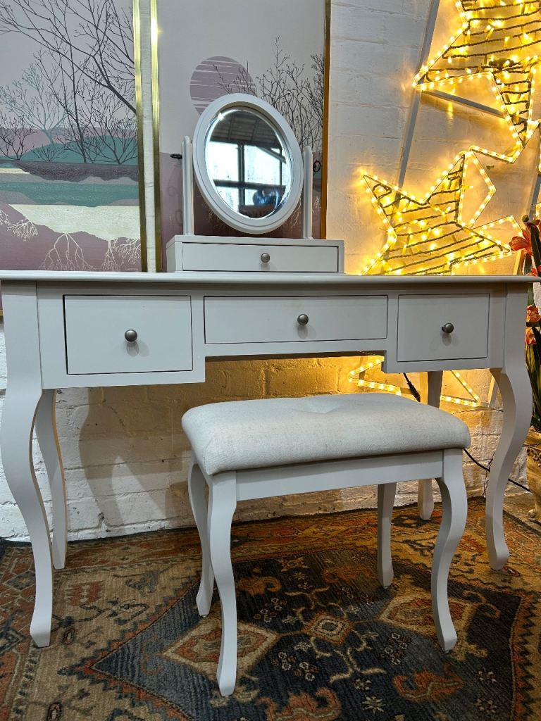 image for Laura Ashley Rosalind 3 Drawer Dressing Table, Stool & Mirror Set