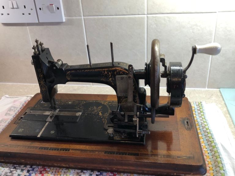 Vintage Frister & Rossmann Hand Crank Sewing Machine with Case