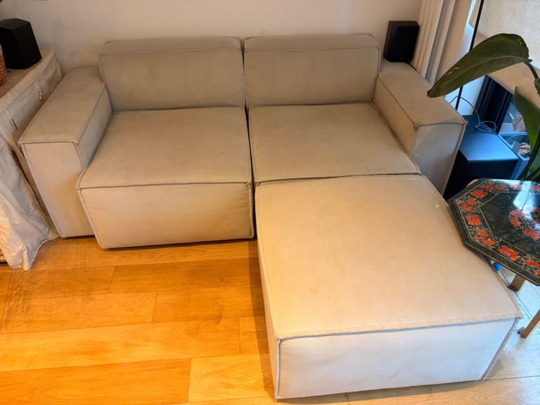 Swyft Modular Sofa with Footstool – grey Fabric, Fair Condition