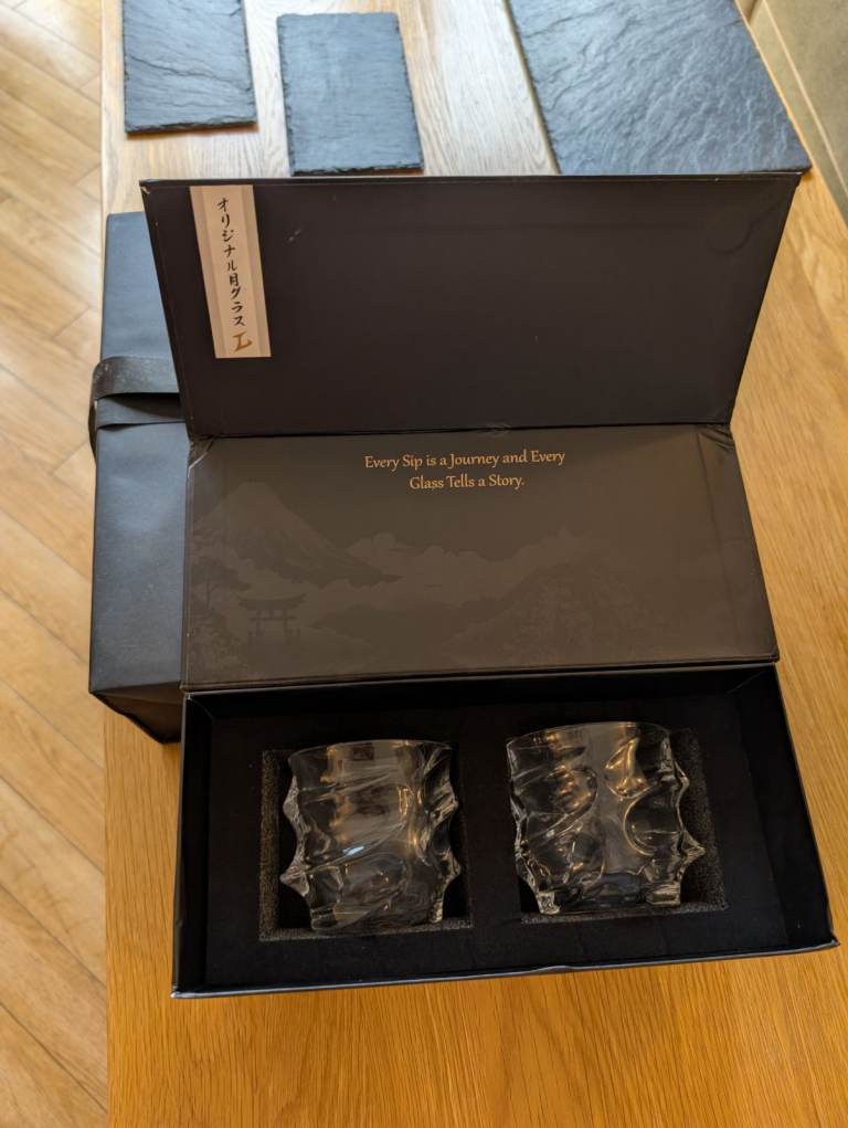 6x Tsuki Storm Japanese Crystal Whisky Glasses - Unused