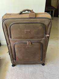 Kangol Brown Faux Leather Heavy Duty Suitcase Medium/Large 4 Wheel Spinner 26 inch