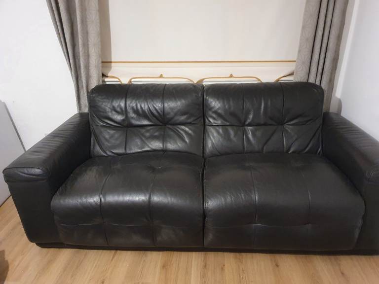 Incanto Italian Real Leather Dark Brown 220cm wide Sofa in Excellent Condition