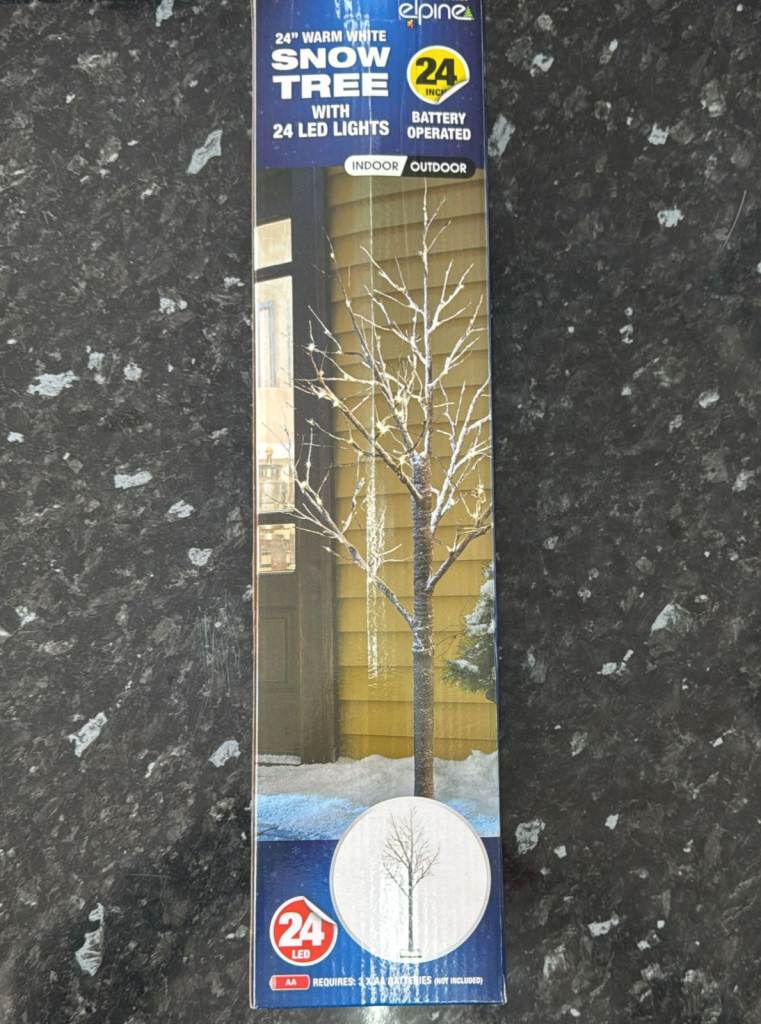 24" Warm White Snow Tree – 24 LED Battery‑Operated Light