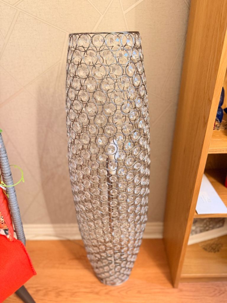 Silver Toned Curved Floor Lamp