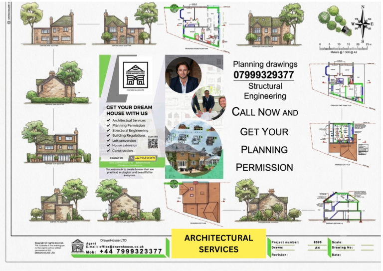 DRAWINGS FOR PLANNING, Architectural Services, Planning Permission, Rear extension, Loft conversion