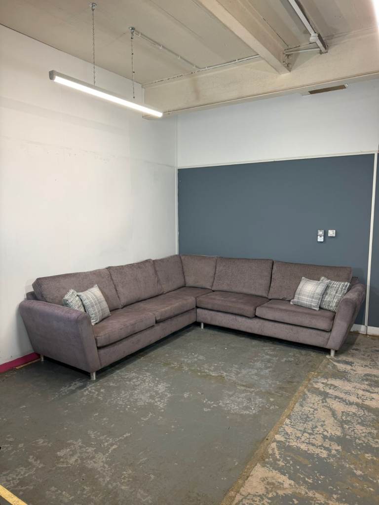 🛋️ XL Custom built Grey Taupe Chenille Corner Sofa - FREE DELIVERY 🚚
