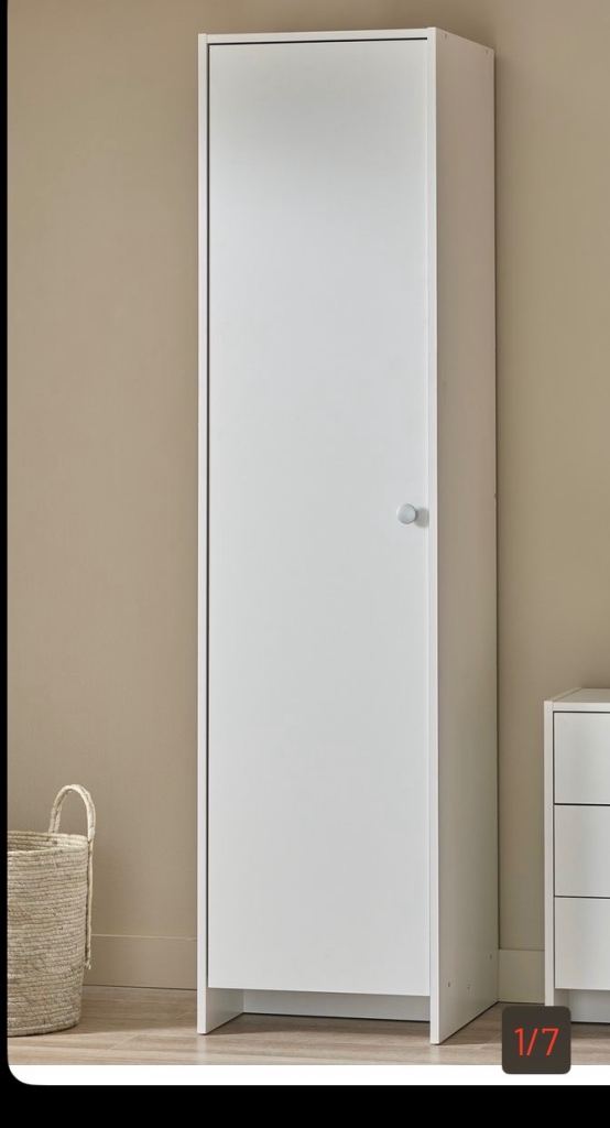 New White Single Wardrobe with Hanging Rail