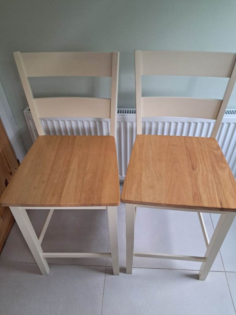 Argos Home Chicago Bar Stools - Cream & Wood, Good Condition