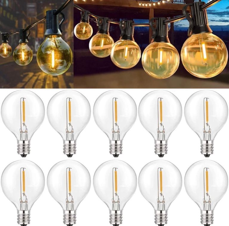 25 Pack G40 1W Outdoor LED Bulbs, E12 Edison Screw Light Bulbs, Warm White 2700K