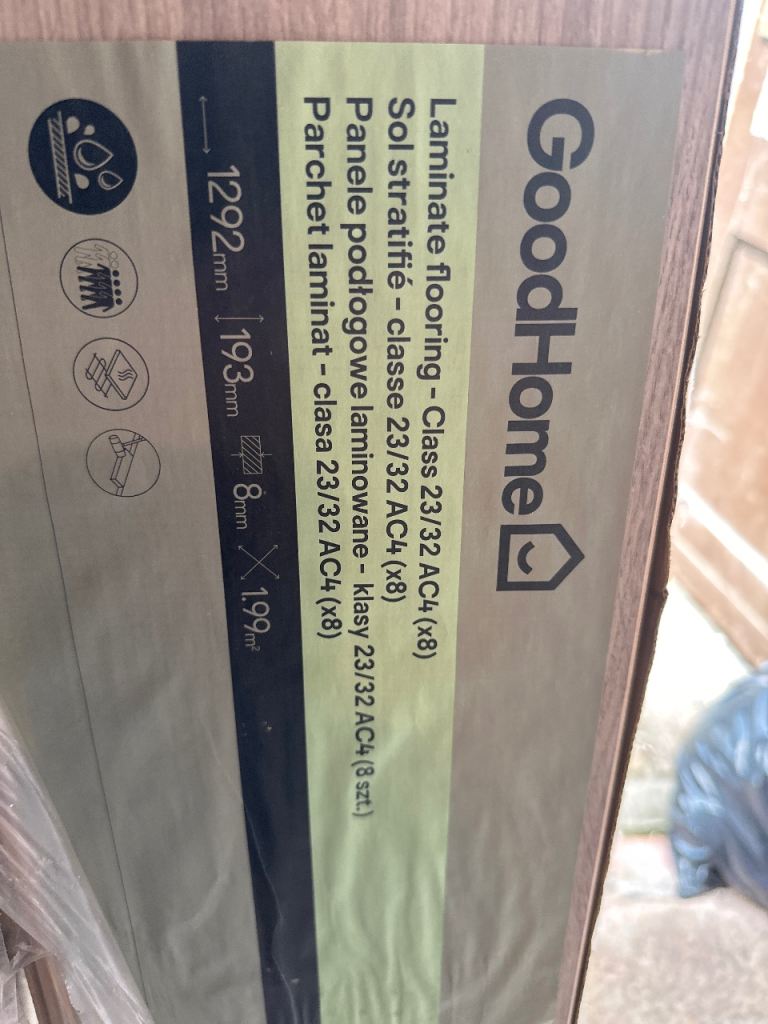 GoodHome Grey Laminate Flooring - 8mm Thick, New Packs