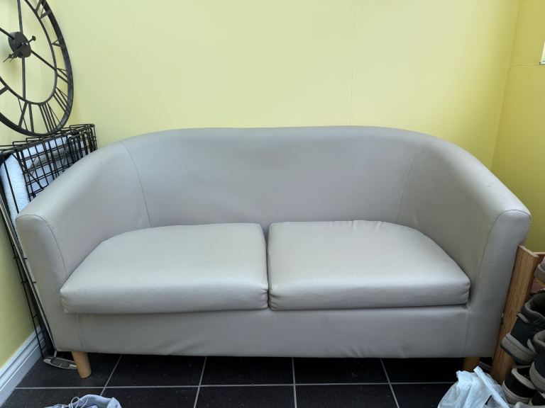 Two-Seater Faux Leather Sofa – Good Condition