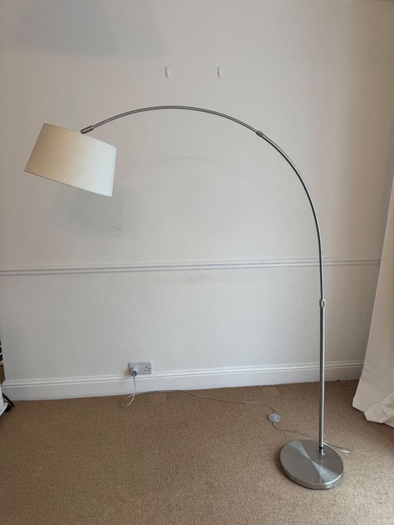 White arc floor lamp