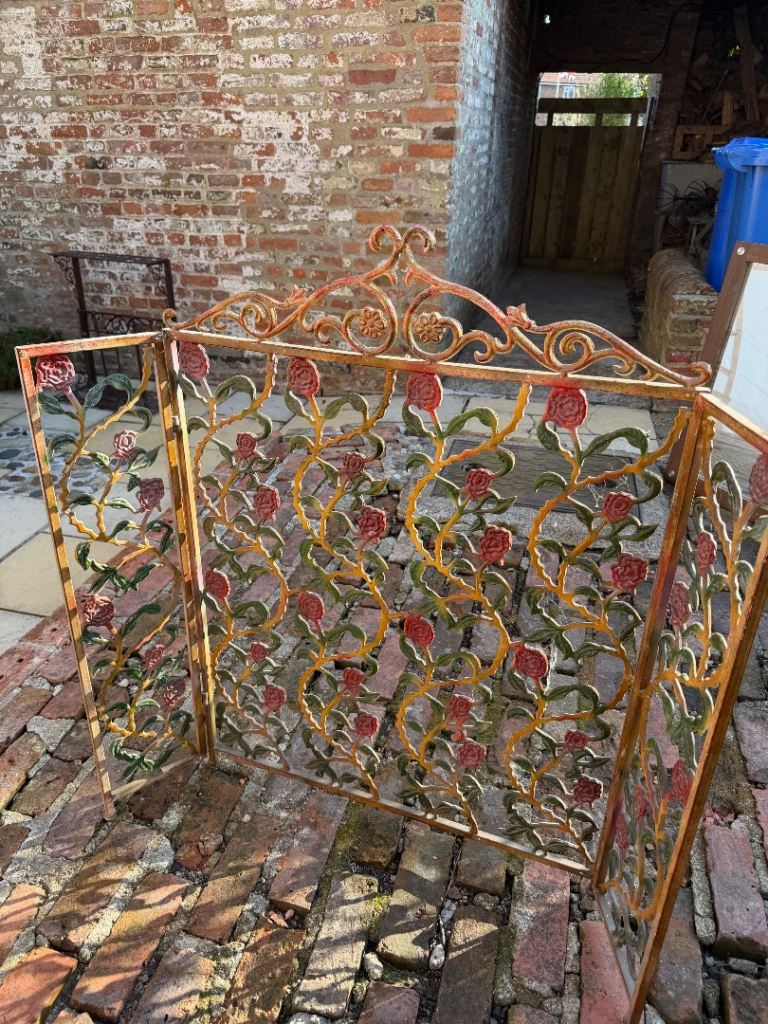 Decorative Fire Surround / Screen - Gold with Floral Design