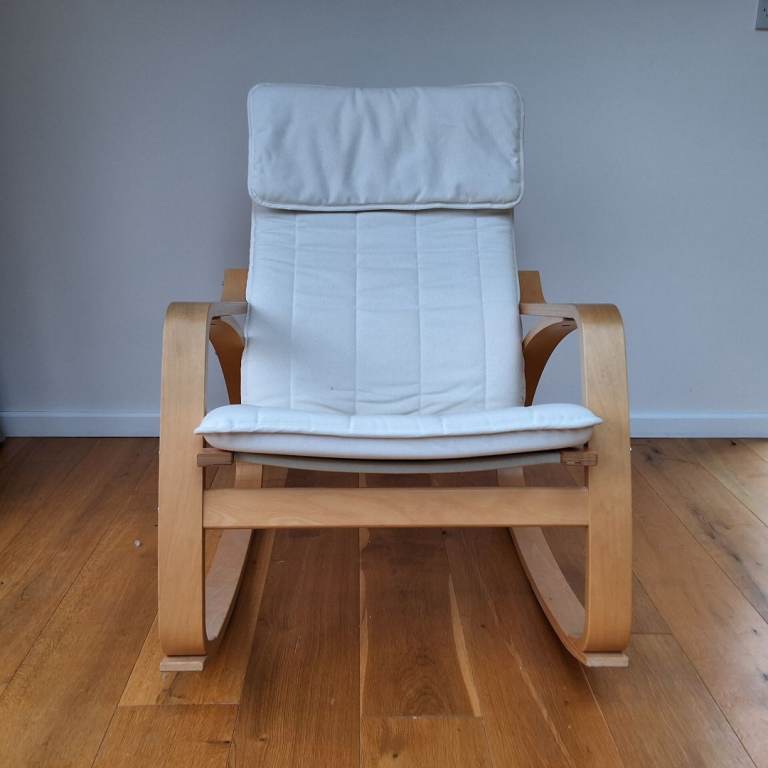 Ikea Poang rocking chair and stool.
