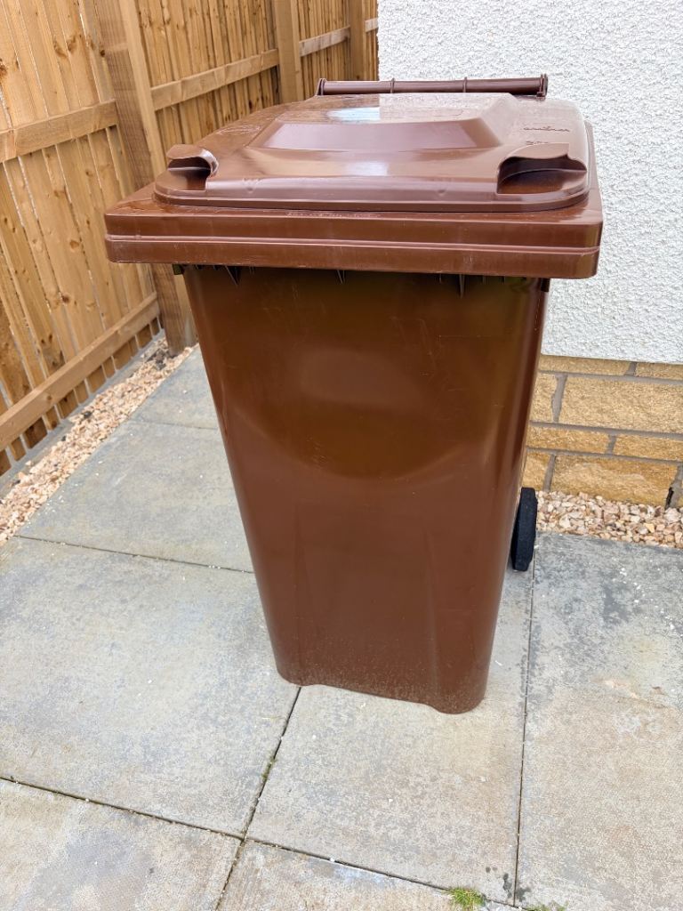 Brown wheely bin