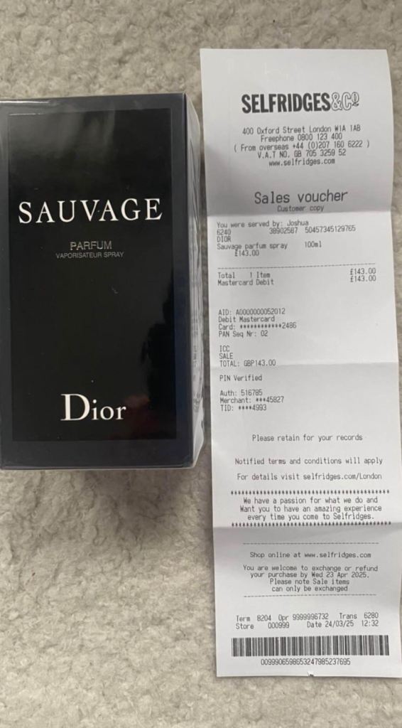 Dior Sauvage perfume 100 ml 