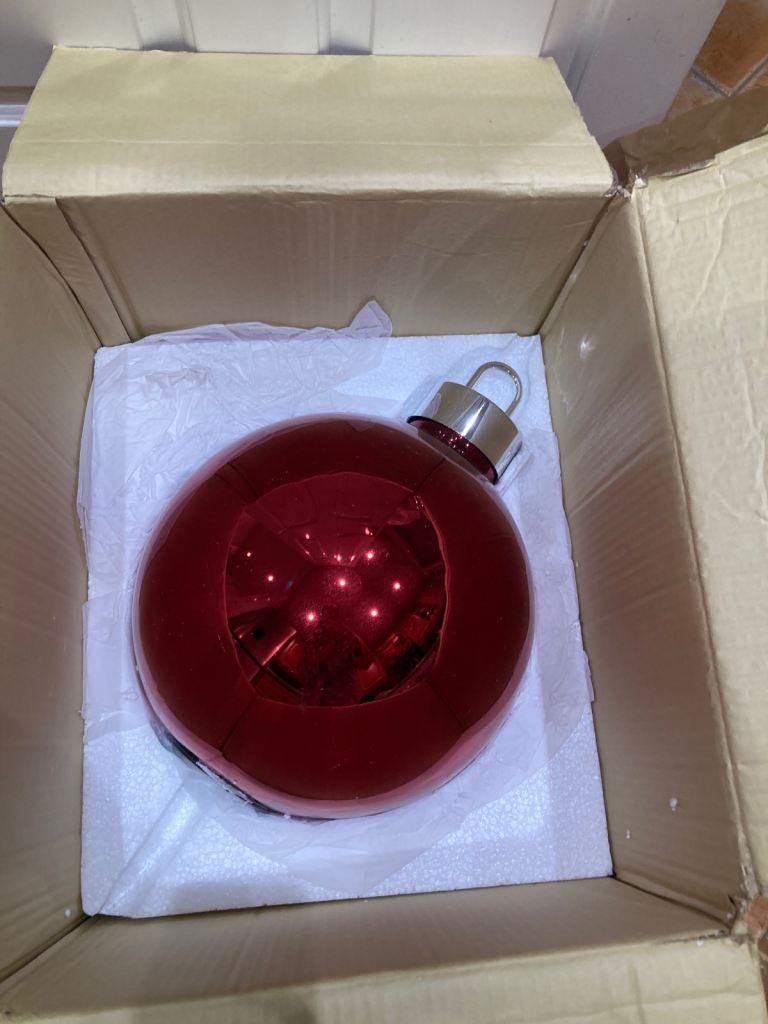 2 X Large Red Light-Up Christmas Bauble Decorations