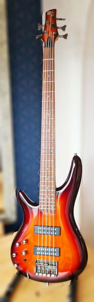 Left Handed Ibanez 5 String SR375EL Soundgear Active bass in aged Whisky Burst