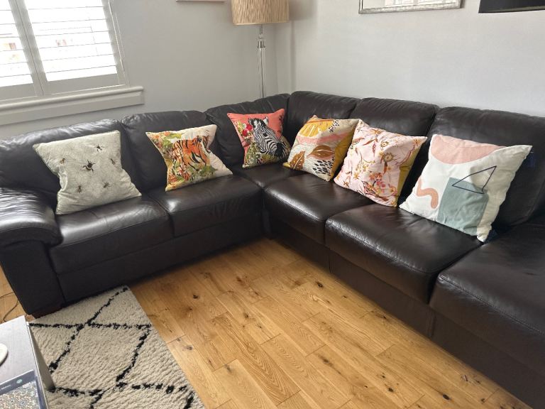 L shaped leather settees 