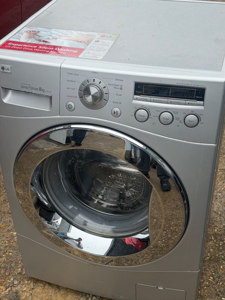LG Direct Drive 8kg Washing Machine - Silver, Good Condition