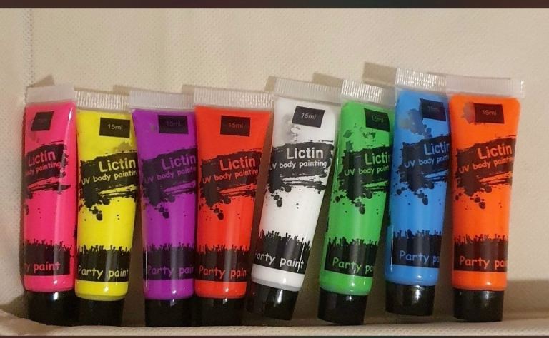 bundle of 8 lictin party paint colours uv body paint