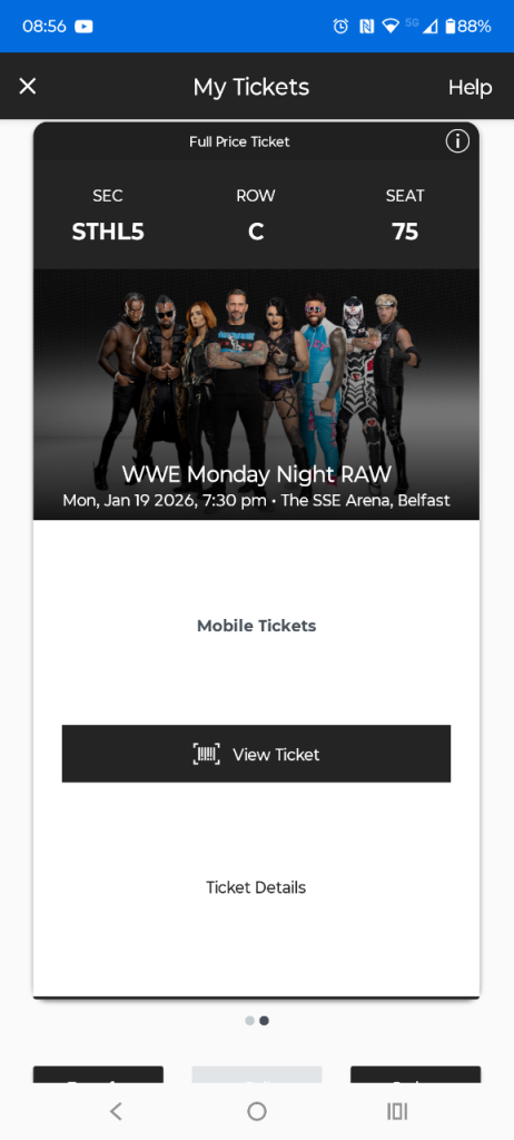 WWE live in Belfast for Monday night raw 19th of December 