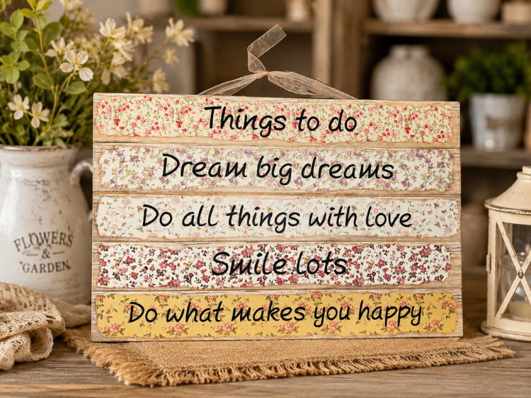 Wooden Decorative Sign – 'Things to Do' Floral Design