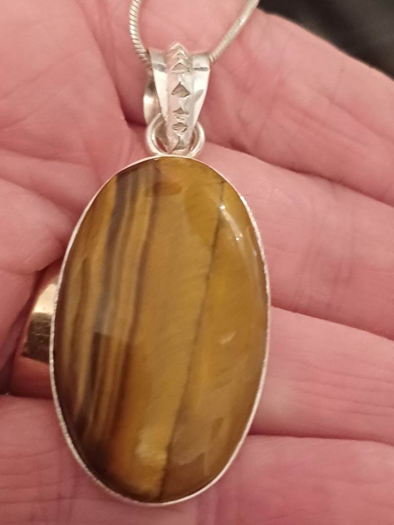 Fab Large 925  Tigers Eye and Chain 