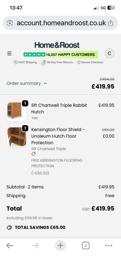 Rabbit Hutch 6 Foot Chartwell Triple Floor Hutch 