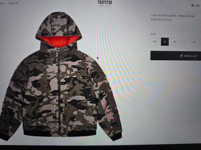 TRAPSTAR Camo Bomber Jacket - Khaki/Orange*RRP£300