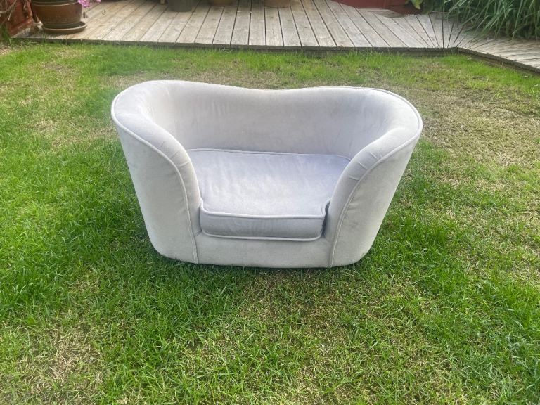 Grey velvet dog bed