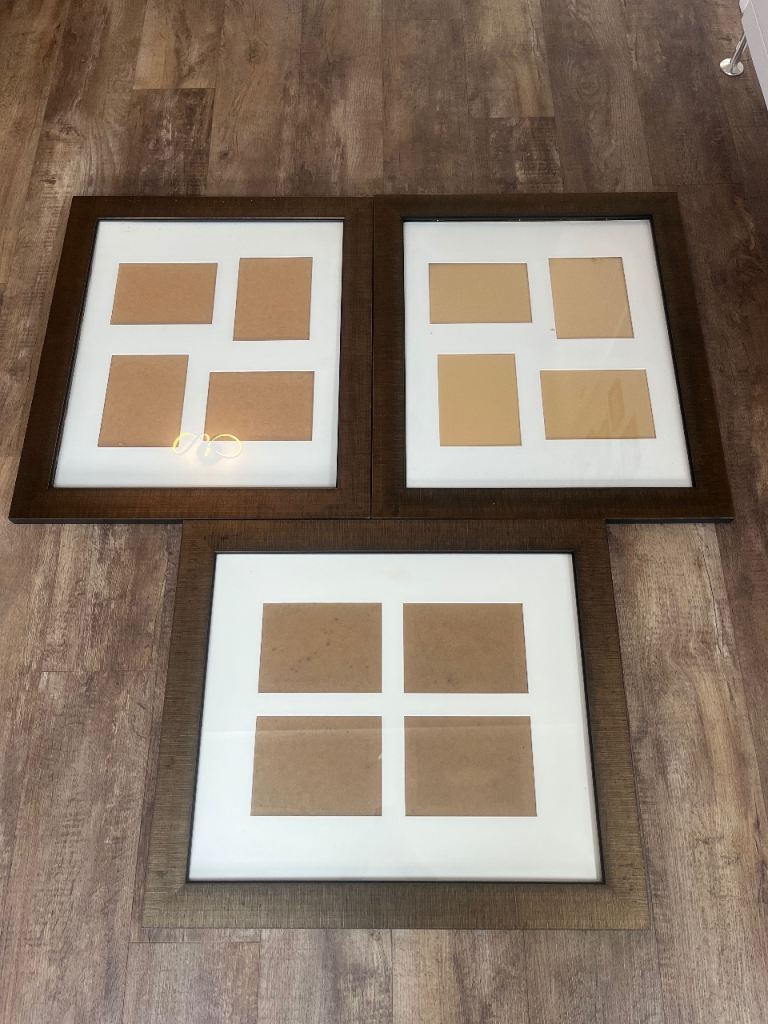 Set of 3 Brown Wooden Multi-Aperture Photo Frames