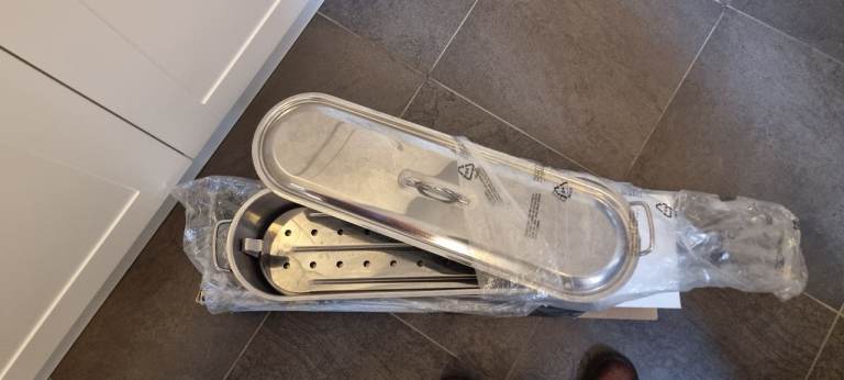 Fish kettle; stainless steel, large