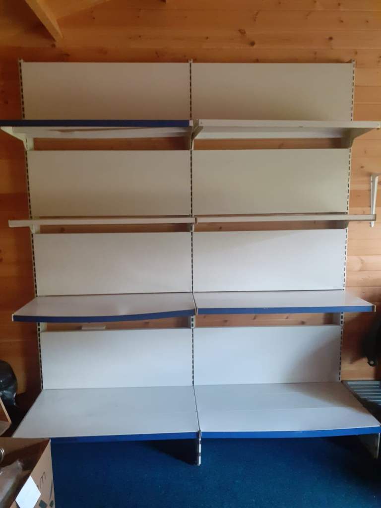 Ex shop ladder shelving - 4 large shelves - great for a garage