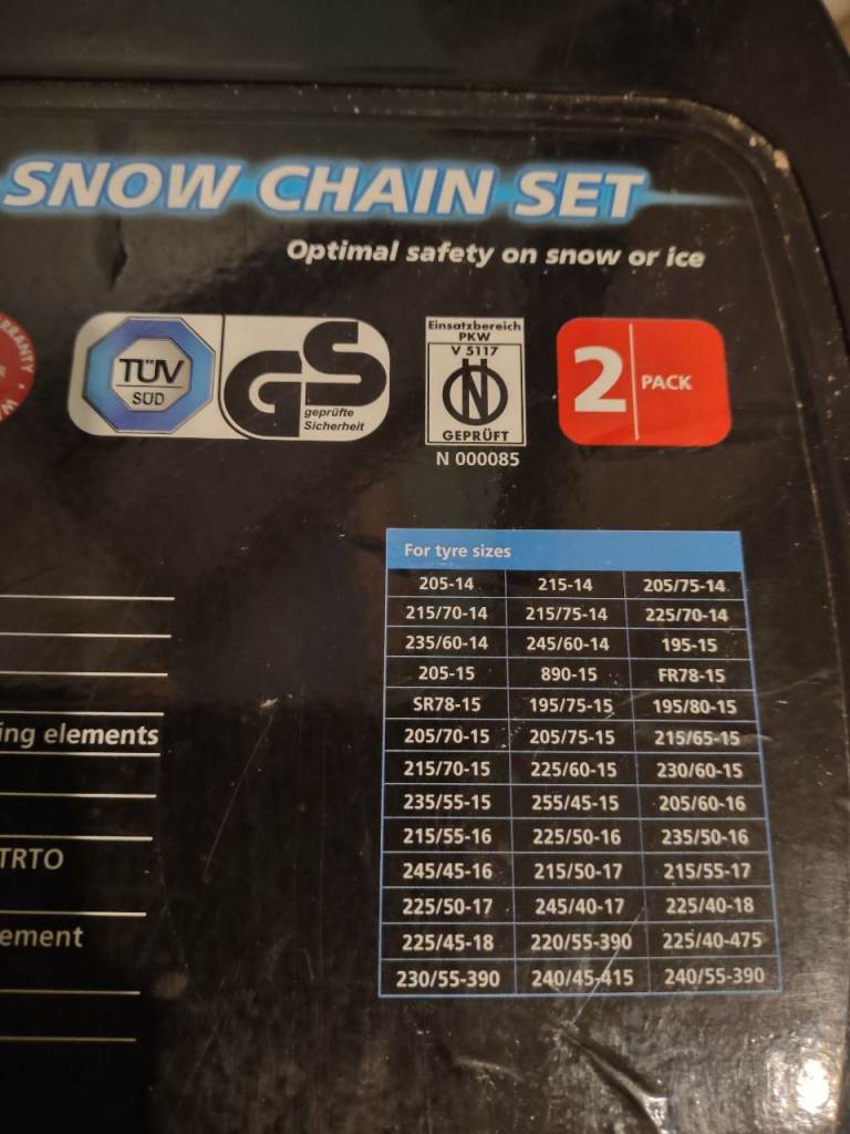 Snow chains size 100. never taken out of box